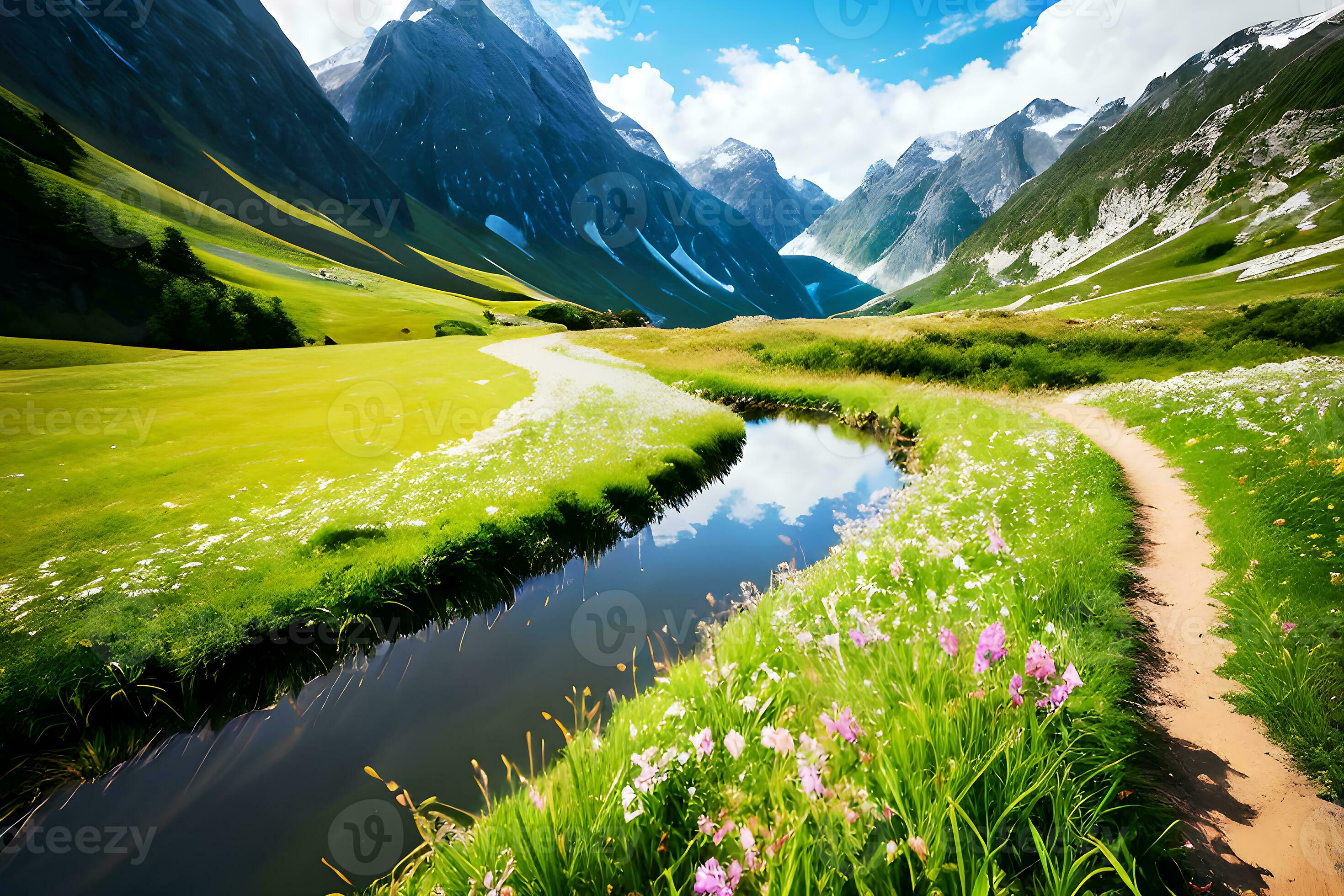 Stunning cinematic sunset landscape